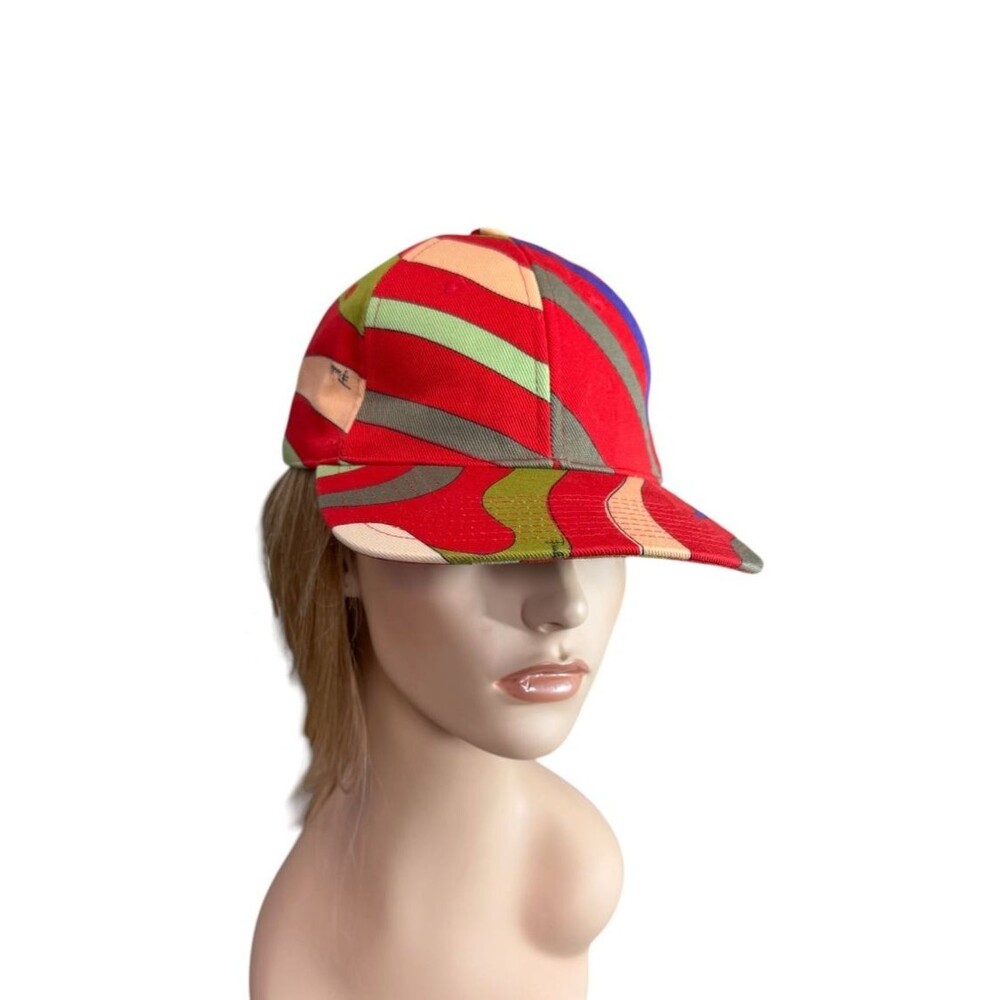 EMILIO PUCCI New with Tags Hat Geometric Red Pattern Baseball Cap Adjustable